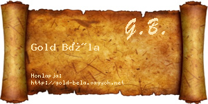 Gold Béla névjegykártya