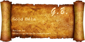 Gold Béla névjegykártya